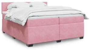 VidaXL Κρεβάτι Boxspring με Στρώμα Ροζ 200x200 εκ. Βελούδινο