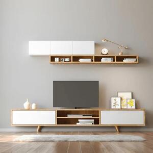 Σύνθεση τηλεόρασης Serine Megapap χρώμα λευκό - sapphire oak 170x37x45εκ