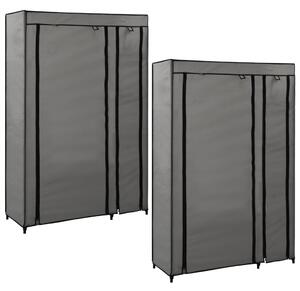 282425 vidaXL Folding Wardrobes 2 pcs Grey 110x45x175 cm Fabric