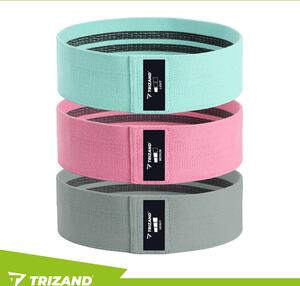 Σετ 3 υφασμάτινα λάστιχα αντίστασης Trizand — 3 επίπεδα αντίστασης, για γλουτούς και πόδια, με θήκη