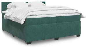 VidaXL Κρεβάτι Boxspring με Στρώμα Σκούρο Πράσινο 200x200εκ. Βελούδινο