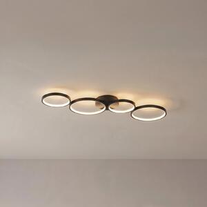 Lindby LED φωτιστικό οροφής Evengeline, μαύρο, αλουμίνιο, 88 cm, Μαύρο, Σαλόνι / τραπεζαρία, Μέταλλο, σύγχρονο