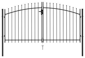 VidaXL Καγκελόπορτα Διπλή με Ακίδες Μαύρη 3 x 1,5 μ. Ατσάλινη