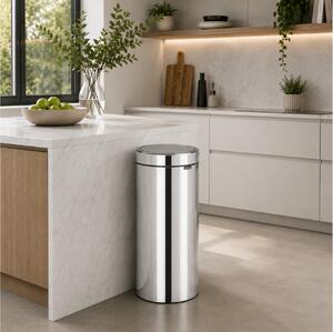 Καλάθι απορριμμάτων Touch Bin Brabantia με σύστημα αφής, χωρητικότητα 30L και διαστάσεις 31.8x29.5x70.5cm - Brilliant Steel