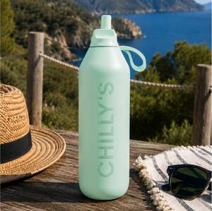 Μπουκάλι Θερμός Series 2 Flip Chilly's με πτυσσόμενο καλαμάκι, χωρητικότητα 1000ml και διατήρηση θερμοκρασίας 24h κρύο - Lichen Green