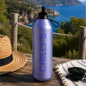 Μπουκάλι Θερμός Series 2 Flip Metallic Chilly's με πτυσσόμενο καλαμάκι, χωρητικότητα 1000ml και διατήρηση θερμοκρασίας 24h κρύο - Lavender