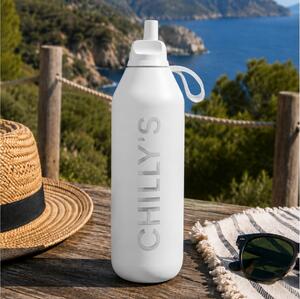 Μπουκάλι Θερμός Series 2 Flip Chilly's με πτυσσόμενο καλαμάκι, χωρητικότητα 1000ml και διατήρηση θερμοκρασίας 24h κρύο - Granite Grey