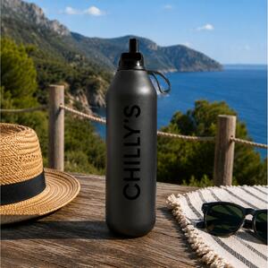Μπουκάλι Θερμός Series 2 Flip Chilly's με πτυσσόμενο καλαμάκι, χωρητικότητα 1000ml και διατήρηση θερμοκρασίας 24h κρύο - Abyss Black
