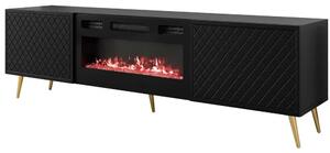 Έπιπλο Τηλεόρασης Με Φλόγα Led Temerra 162786769 197x42x52cm Black-Gold