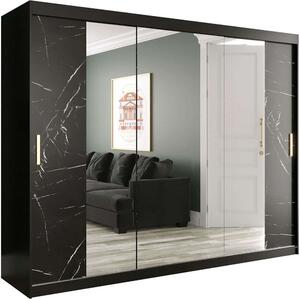 Ντουλάπα Δίφυλλη Συρόμενη Marmur Plus II 162352509 250x62x200cm Marble Effect Black-Gold