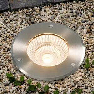 Arcchio LED χωνευτός προβολέας δαπέδου Thentos, Ø 18 cm, 60°, νικέλιο, IP67, Μεταλλικό, Ανοξείδωτος χάλυβας