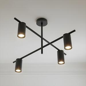 Lindby φωτιστικό οροφής Marilou, μαύρο χρώμα, 4-φωτο, Ø 70cm, ρυθμιζόμενος, Μαύρο, Σαλόνι / τραπεζαρία, Μέταλλο, σύγχρονο