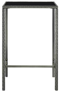 VidaXL Τραπέζι Μπαρ Κήπου Γκρι 70x70x110 εκ. Συνθετικό Ρατάν/Γυαλί
