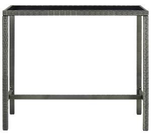 VidaXL Τραπέζι Μπαρ Κήπου Γκρι 130x60x110 εκ. Συνθετικό Ρατάν/Γυαλί