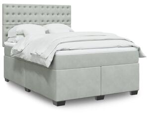 VidaXL Κρεβάτι Boxspring με Στρώμα Ανοιχτό Γκρι 140x200 εκ. Βελούδινο