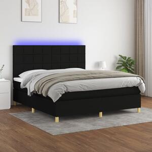 VidaXL Κρεβάτι Boxspring με Στρώμα & LED Μαύρο 160x200 εκ. Υφασμάτινο