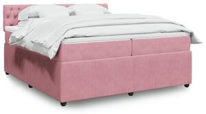 VidaXL Κρεβάτι Boxspring με Στρώμα Ροζ 200x200 εκ. Βελούδινο