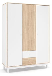 Ντουλάπα Awell 3 Πόρτες σε χρώμα Sonoma-Λευκό 153.5x54.5x216 cm