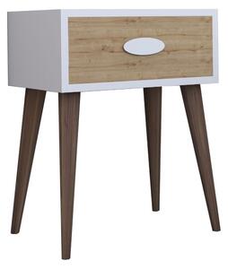 Κομοδίνο Labow Walnut-Λευκό 45x30x57.5 cm