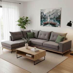 Δεξιός Γωνιακός Καναπές Luxury II Σκούρο Γκρι - Σκούρο Πράσινο - Μαύρο 290x235x90 cm