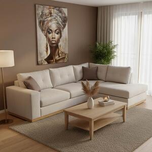 Αριστερός Γωνιακός Καναπές Boston Κρεμ - Mocha - Natural 280x225x95 cm