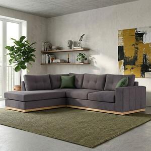 Δεξιός Γωνιακός Καναπές Boston Σκούρο Γκρι - Natural 280x225x95 cm