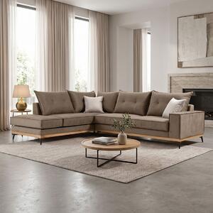 Δεξιός Γωνιακός Καναπές Luxury II Mocha - Κρεμ - Μαύρο 290x235x90 cm
