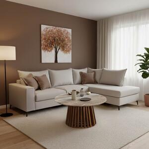 Αριστερός Γωνιακός Καναπές Romantic Κρεμ - Mocha 290x235x95 cm