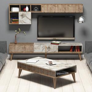 Πλήρες σετ σαλονιού Milan Walnut-Λευκό
