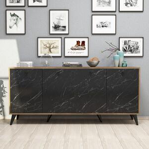 Κονσόλα Elite 1618 Walnut-Μαύρο Marble