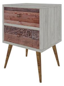 Κομοδίνο PWF-0320 Γκρι-Walnut 40x35x55 cm