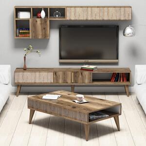 Σετ Comoda TV και τραπεζάκι σαλονιού σαλονιού Milan Walnut