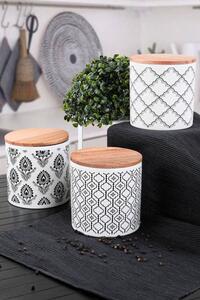Σετ 6 δοχεία αποθήκευσης τροφίμων Ares Storage Box 12 cm 3 Pieces, Λευκό-Μαύρο