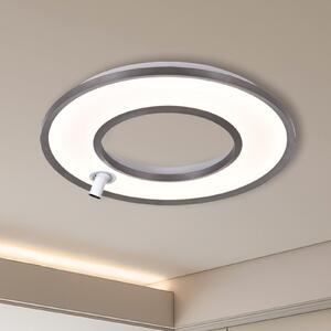 Viokef Φωτιστικό οροφής LED Valeria, γκρι σατινέ, Ø 60 cm, μέταλλο, Γκρι, Σαλόνι / τραπεζαρία, Αλουμίνιο, σύγχρονο