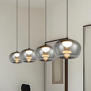 Viokef Κρεμαστό φωτιστικό LED Nadia, μήκος 92 cm, γκρι καπνιστό, γυαλί, 4 λάμπες, Γκρι, Σαλόνι / τραπεζαρία, Γυαλί