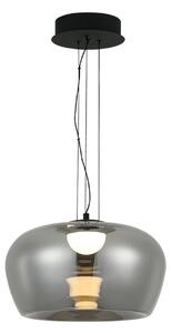 Viokef Κρεμαστό φωτιστικό LED Nadia, Ø 16 cm, γκρι καπνού, γυαλί, Γκρι, Σαλόνι / τραπεζαρία, Γυαλί