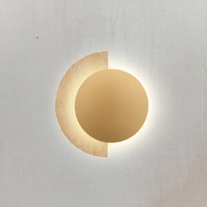 Viokef Επιτοίχια λάμπα LED Miranda, χρυσό/μπεζ, ύψος 25 cm, πέτρα, Χρυσό / Ορείχαλκου, Σαλόνι / τραπεζαρία, Πέτρα