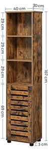 Ντουλάπι Αποθήκευσης Μπάνιου, Vasagle, Καφέ Rustic, 40 x 30 x 167 cm, BBK160X01