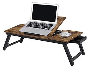 Τραπεζάκι laptop, Songmics, Ρουστίκ καφέ, 71 x 35 x 23 cm