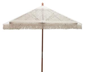 Ομπρέλα με στυλ μακραμέ Brilie ξύλο-macrame D2.70x2.60m εκρού