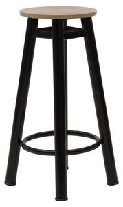 Σκαμπό μπαρ Onyx δρυς ξύλο - μέταλλο μαύρο lucios D33x77 cm