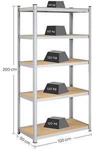 Σετ 2 μεταλλικές ραφιέρες, Songmics, Ασημί, 200x100x50