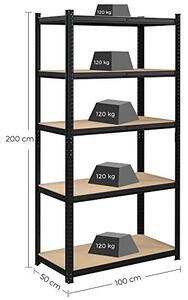 Σετ 2 μεταλλικές ραφιέρες, Songmics, Μαύρο, 200x100x50