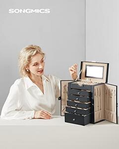 Κουτί Κοσμημάτων, Songmics, Μαύρο, 26x15x32 cm