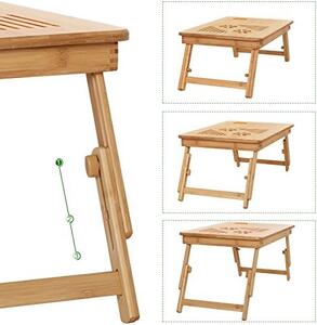 Τραπεζάκι laptop, Songmics, Φυσικό, 55x35x(21-29) cm