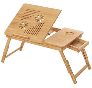 Τραπεζάκι laptop, Songmics, Φυσικό, 55x35x(21-29) cm