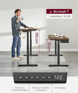 Ρυθμιζόμενο γραφείο Vasagle, Καφέ-Μαύρο, 140×60×72-120
