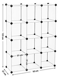 Σετ 12 αρθρωτά κουτιά αποθήκευσης, Songmics, Λευκό, 93x31x123 cm