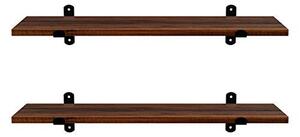Σετ 2 ράφια τοίχου, Songmics, Καφέ-Μαύρο, 60x20x15 cm