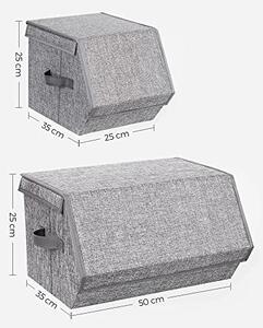 Σετ 3 κουτιά αποθήκευσης, Songmics, Γκρι, 25x35x25 cm
